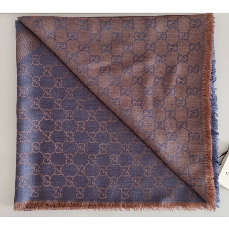 ผ่อน0-ผ้าพันคอ-new-gucci-guccissima-logo-scarf-shawl-ลายgg-สีม่วง