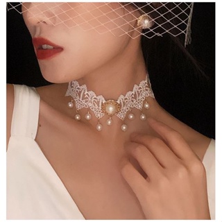 สร้อยคอ โชคเกอร์ White Choker สร้อยสไตล์วิคตอเรีย คอสเพลย์ สร้อยโชคเกอร์ สร้อยผ้าลูกไม้สีขาว สร้อยคอวินเทจ สร้อยลูกไม้