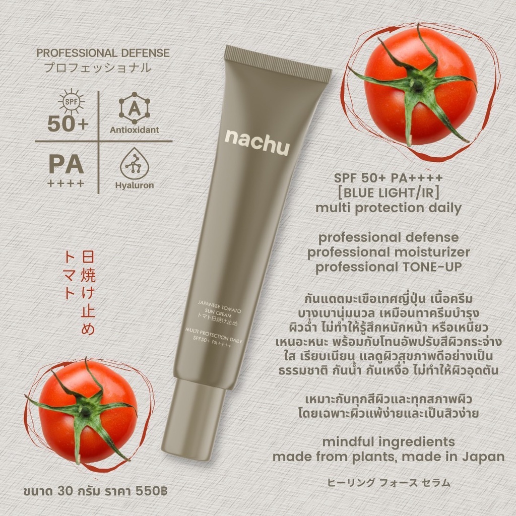 แพคเกจใหม่-nachu-ครีมกันแดด-จากมะเขือเทศญี่ปุ่น-japanese-tomato-sun-cream-spf50-pa