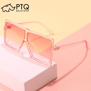 แว่นตากันแดด UV400 ทรงสี่เหลี่ยม ป้องกันรังสียูวี ขนาดใหญ่ สไตล์ยุโรป และอเมริกา แฟชั่นสําหรับผู้หญิง และเด็ก PTQ