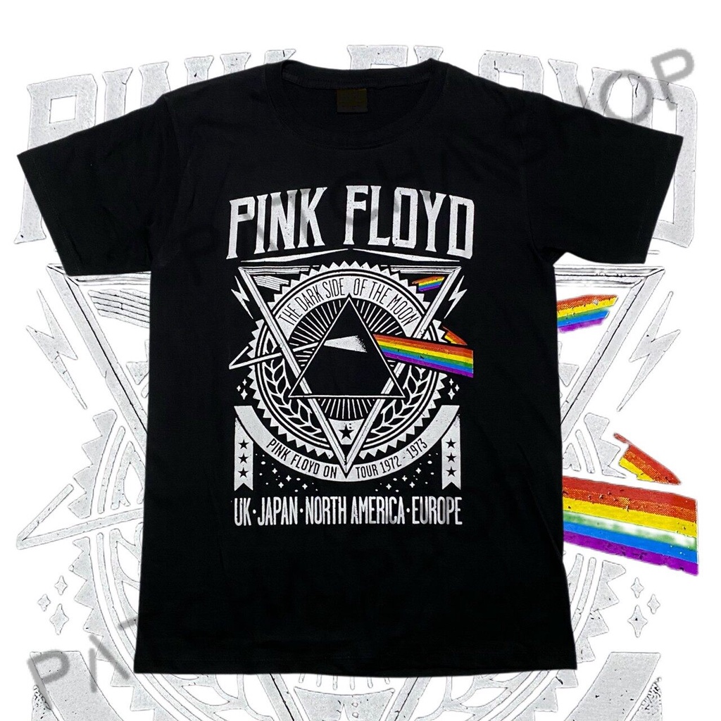 เสื้อวง-pink-floydสามเหลี่ยม-วินเทจ-เสื้อทัวร์t-shirtเสื้อยืดคอกลมแขนสั้นผ้าcotton100-ไม่มีตะเข็บข้างใส่สบายใส่ได้ทั้งช