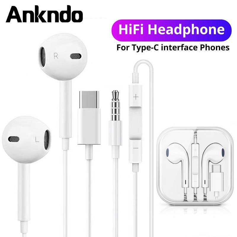 ankndo-หูฟังอินเอียร์-แบบมีสาย-3-5-มม-type-c-hifi-พร้อมไมโครโฟน-เสียงสเตอริโอ-type-c-สําหรับเล่นกีฬา
