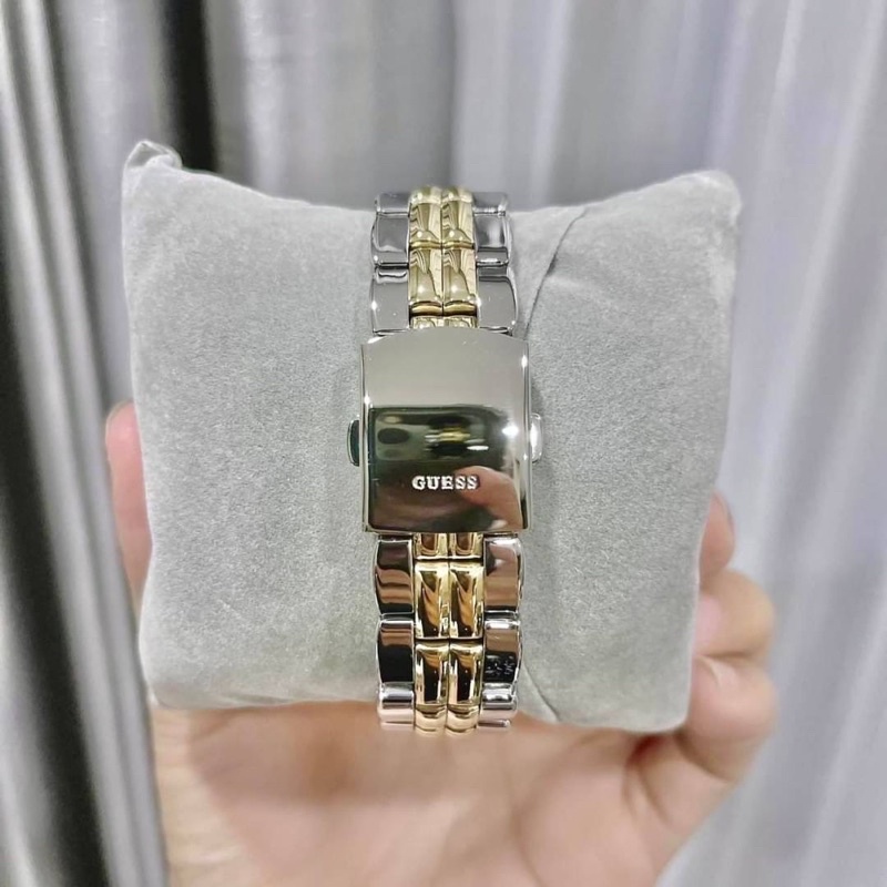 ผ่อน0-นาฬิกา-guess-womens-stainless-steel-two-tone-crystal-accented-watch-ขนาด36มม-หน้าปัดล้อมคริสตัล-ทูโทน