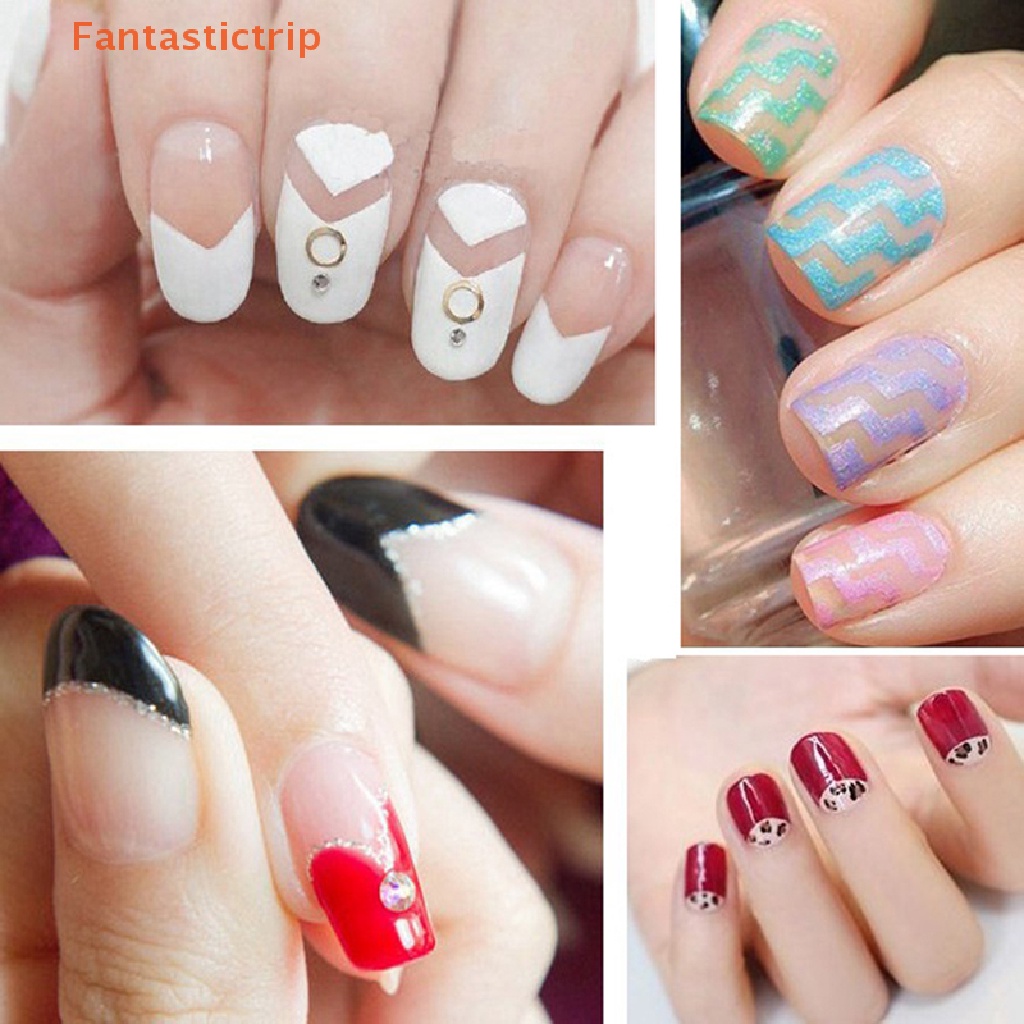 fantastictrip-เล็บมือฝรั่งเศส-diy-เคล็ดลับการทําเล็บเคล็ดลับสติกเกอร์ลายฉลุแถบผู้หญิงรูปลอกเล็บแฟชั่น