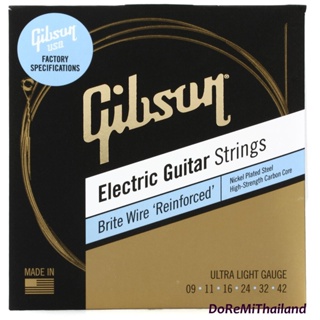 สายกีตาร์ไฟฟ้า Gibson Brite Wire ‘Reinforced’ Electric Guitar Strings Ultra-Light Gauge: .09 .011 .016 .024 .032 .042