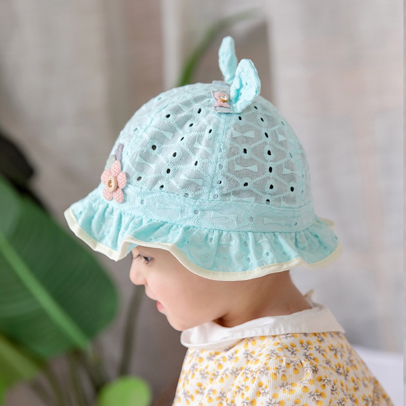 ภาพสินค้าBabyonline(Y200)A1หมวกสำหรับเด็กอ่อนตกแต่งด้วยโบว์และดอกไม้ มีสายรัดคาง จากร้าน babyonlineth บน Shopee ภาพที่ 4