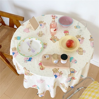 (พร้อมส่ง🌷) Ins pastel bear tablecloth ผ้าปูโต๊ะ ผ้าลายหมี