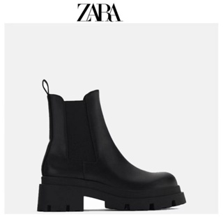 Zara รองเท้าบูทมาร์ติน ส้นหนา ข้อสั้น แบบยืดหยุ่น เสริมส้น ด้านข้าง สไตล์ใหม่ สําหรับผู้หญิง