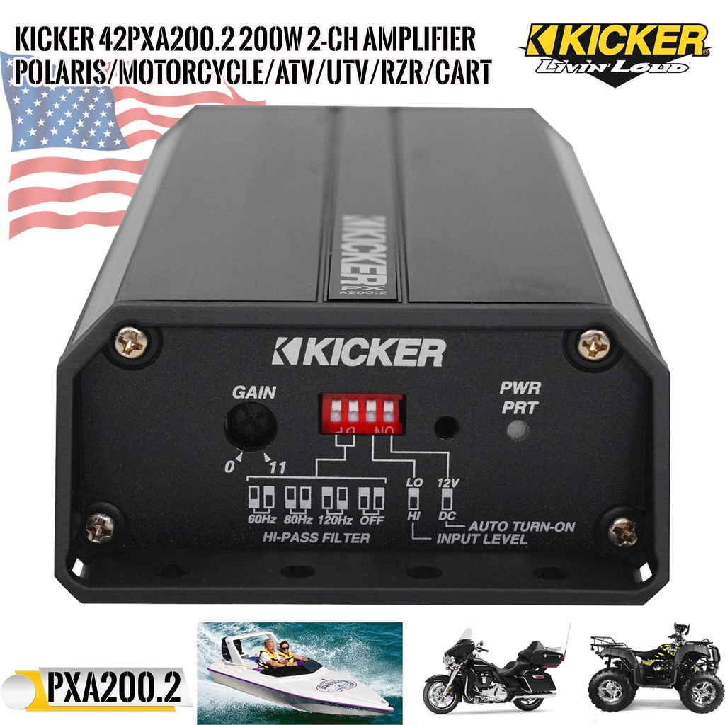 ของแท้-100-kicker-42pxa2002-เพาเวอร์แอมป์มอเตอร์ไซด์-เรือ-รถเอทีวี-รถยนต์กำลังขับสูงสุด-100วัตต์x-2-ch-มีขนาดเล็ก