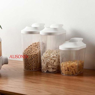 Alisond1 กล่องเก็บเมล็ดธัญพืช กันชื้น อุปกรณ์ครัว ปิดผนึก สามารถโปร่งใส ครัวเรือน อาหารแห้ง ถังเก็บแป้ง ประหยัดถัง