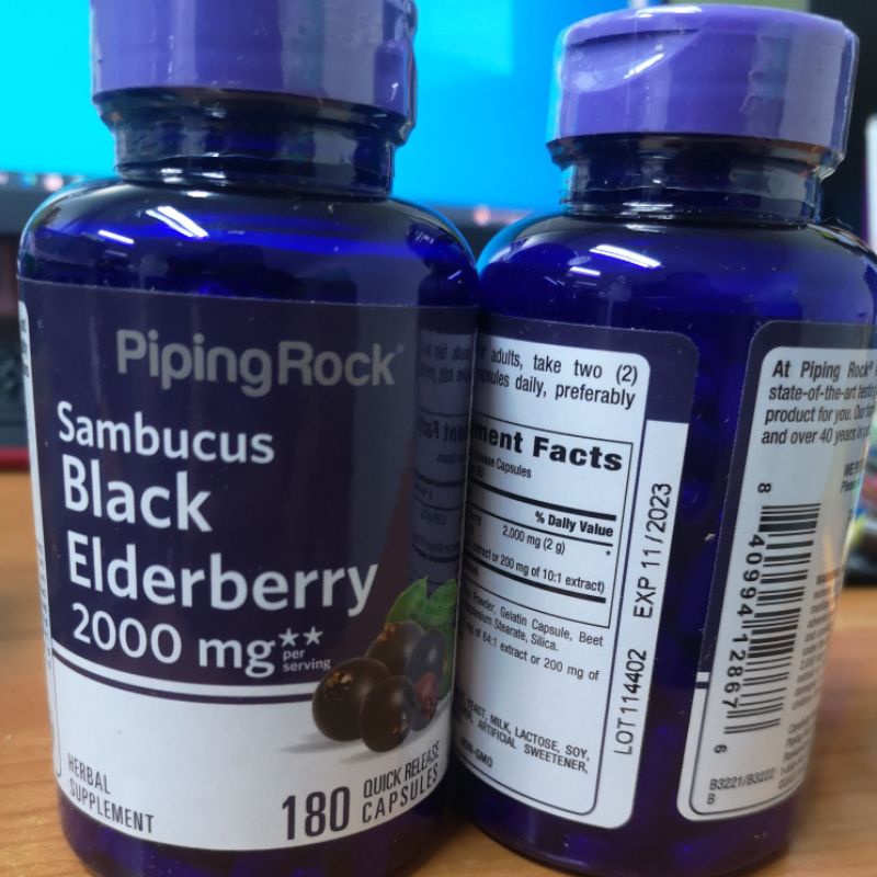 ภาพสินค้าSambucus Black Elderberry Piping Rock Sambucus​ Black Elderberry 1000 mg​ เอลเดอร์เบอร์รี่ long covid​ จากร้าน napaphachkate บน Shopee ภาพที่ 2