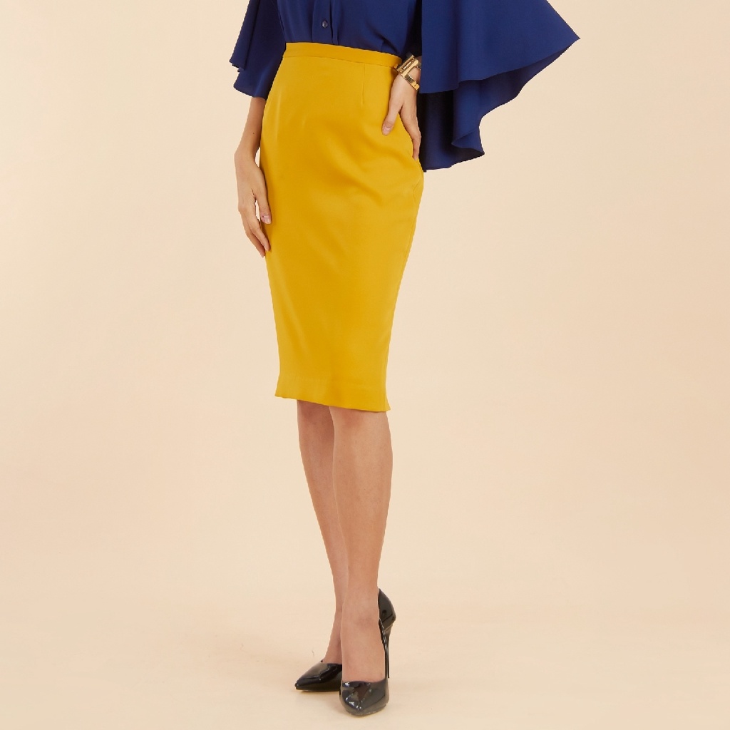 lofficiel-skirt-กระโปรงทรงดินสอ-คลาสสิกสไตล์-สีเหลือง-ลอฟฟิเซียล-fs4sdy