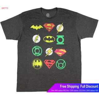 SKTT1 เสื้อยืดลำลอง DC Justice League JLA Logo Evolution Graphic T-Shirt Mens Grey Mens Womens T-shirts