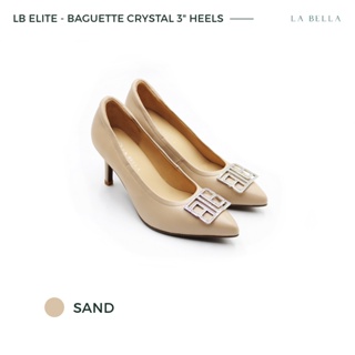 สินค้า LA BELLA รุ่น LB ELITE BAGUETTE CRYSTAL 3 HEELS  - SAND