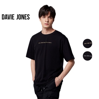 DAVIE JONES เสื้อยืดโอเวอร์ไซส์ พิมพ์ลาย สีดำ Graphic Print Oversized T-Shirt in black WA0098BK 99BK
