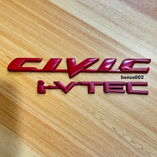 โลโก้ CIVIC I-VTEC ติด FD สีแดง ชิ้นงานโลหะ ราคาต่อคู่ 2 ชิ้น