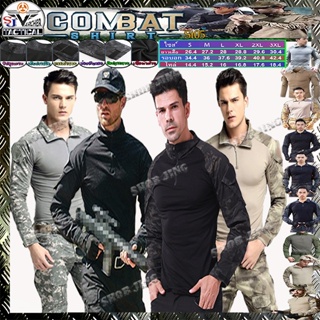 เสื้อคอมแบทเชิ้ตแขนยาว เสื้อยุทธวิธีทหาร เสื้อใส่เดินป่าCombat T-shirt เนื้อผ้านิ่มเบาCombat Shirt Combat Tactical Shirt