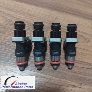 4X Black Top Hat 14 MM Feed 65mm EV14 E25 E85 fuel injector For Honda Toyota  หัวฉีด