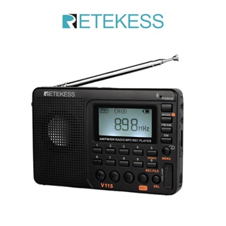 Retekess V115 วิทยุ แบบพกพา AM FM พร้อมวิทยุคลื่นสั้น เครื่องเล่น MP3 รองรับ Micro SD TF การ์ด ตั้งเวลาปิดได้