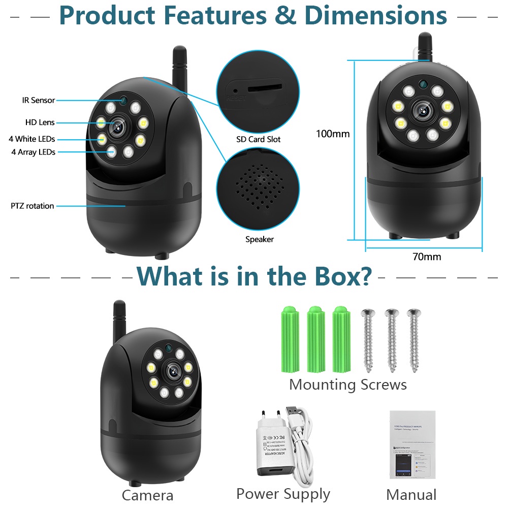 ภาพสินค้าTnnian กล้องวงจรปิดไร้สาย 3MP 5G WIFI Alexa 360 องศา ตรวจจับการเคลื่อนไหวอัตโนมัติ PTZ IP ขนาดเล็ก กันน้ํา มองเห็นที่มืด สําหรับบ้าน จากร้าน tnnian.th บน Shopee ภาพที่ 1