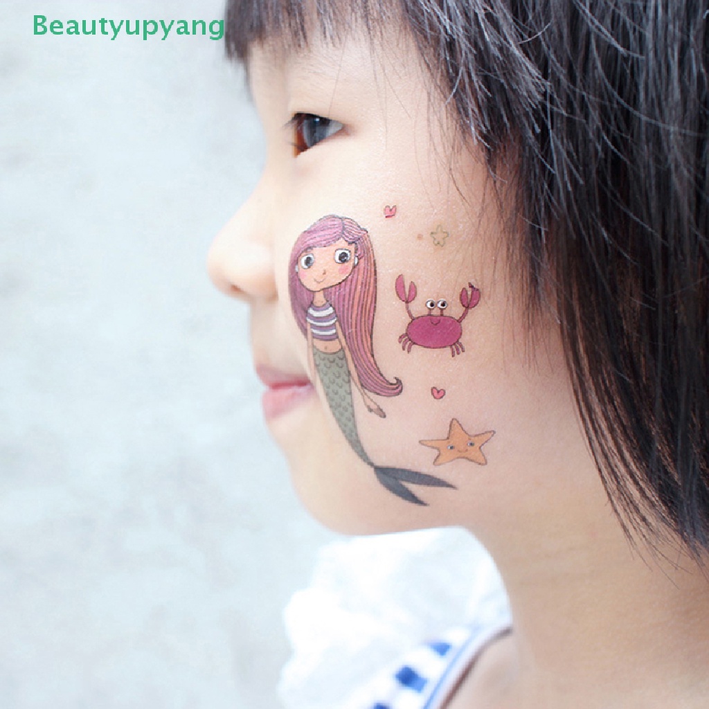 beautyupyang-สติกเกอร์รอยสักชั่วคราว-ลายการ์ตูนนางเงือก-กันน้ํา-สําหรับเด็ก