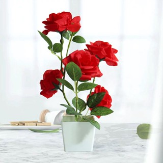 【AG】Artificial Plant Pot Rose Desktop Decor Faux Silk Flower Indoor Outdoor Imitation Flower Pot for Home