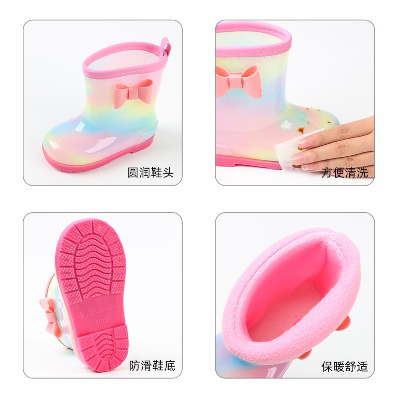 รองเท้าบูทกันฝน-ประดับโบว์น่ารัก-แฟชั่นฤดูใบไม้ผลิ-และฤดูร้อน-สําหรับเด็กผู้หญิง
