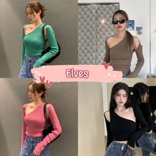 Elves✨พร้อมส่ง✨ เสื้อกล้าม+เสื้อคลุมไหมพรม สีน่ารักใส่สบาย เสื้อคลุมครึ่งตัว ~9A99~