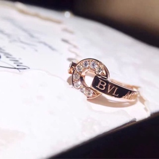 Bvlgari แหวนทองแดง รูปเหรียญนําโชค ประดับเพชร สีโรสโกลด์ สไตล์วินเทจ ของขวัญ P831