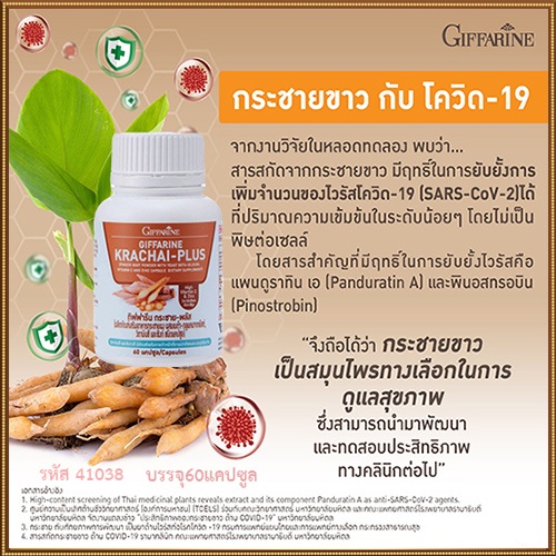 giffarineกระชายพลัสเพื่อสุขภาพที่ดี-รหัส41038-จำนวน1กระปุก-60แคปซูล-2xpt