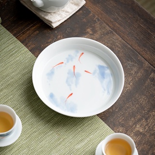 [A031] Cheng [Huayun] จานรองแก้วเซรามิค ฐานรองกาน้ําชา รูปปลา สําหรับชงชากังฟู