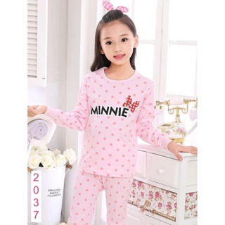 L-PJG-2037-GM ชุดนอนเด็กหญิง แนวเกาหลี สีชมพู ลายMinnie 🚒 พร้อมส่ง ด่วนๆ จาก กทม 🚒
