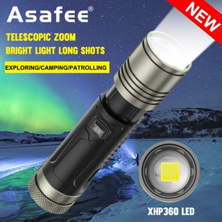 Asafee ไฟฉาย XHP360 อเนกประสงค์ ไฟฉายแรงสูง จอแสดงผลพลังงานไฟฟ้า ไฟฉายระยะไกล ไฟฉายตั้งแคมป์ เดินป่า ไฟฉาย