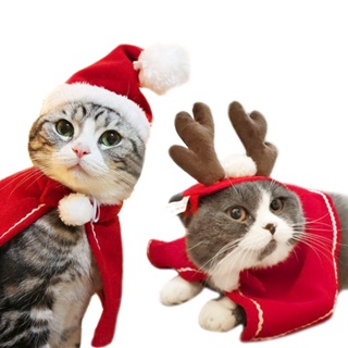 สินค้า ชุดแมวคริสต์มาส เสื้อเเมว เสื้อผ้าสัตว์เลี้ยงเสื้อคลุมผ้าพันคอซานตาคลอสคริสต์มาสอบอุ่นสําหรับสัตว์เลี้ยงสุนัขแมว เสื้อผ้าสุนัข