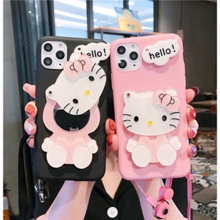 Compatible For Xiaomi 13T 12T 11T 10T Mi 13 12 11 Lite POCO X5 F5 X4 F3 M3 Pro X3 NFC X3 GT POCO M5 M4 Pro Creative Cat makeup mirror rope silicone case