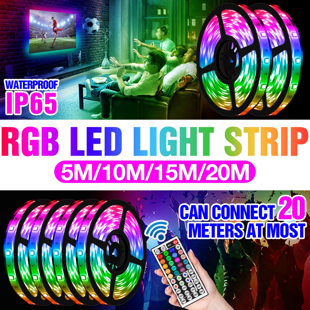 5050-rgb-ริ้วสายไฟ12v-led-neon-ไฟ15m-20m-กันน้ำไร้สายระยะไกลวันหยุดในร่มคอมพิวเตอร์-tv-backlight