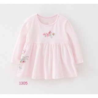 TLG-1305 เสื้อแขนยาวเด็กผู้หญิง sweater สีชมพู ลายดอกไม้
