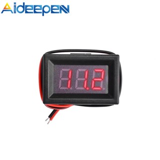 Aideepen เครื่องวัดโวลต์มิเตอร์ดิจิทัล DC4-30V หน้าจอ LED 0.36 นิ้ว 2 สาย สําหรับรถยนต์ รถจักรยานยนต์