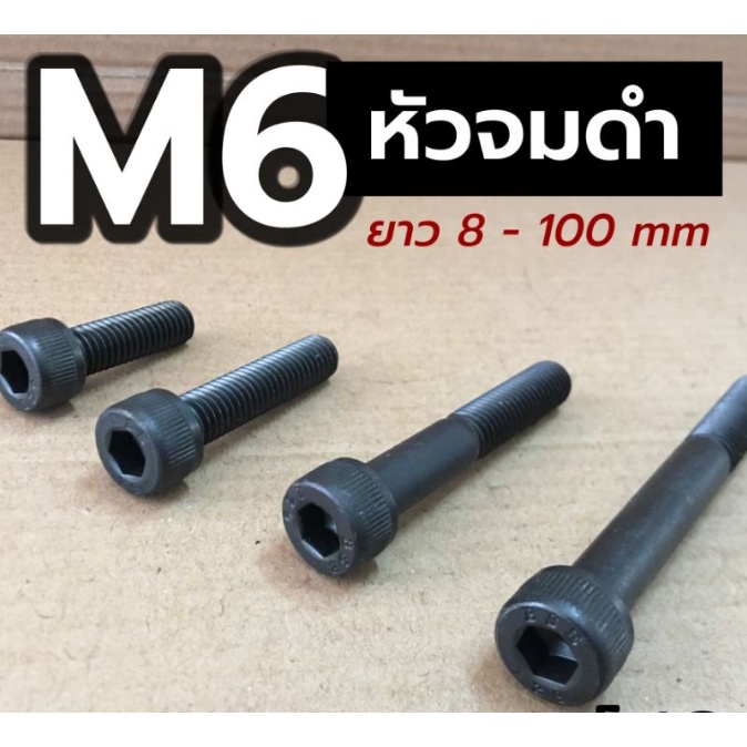 สกรูหัวจม-ดำ-m6-ยาว-10-150-มิล-น็อตหัวจม-ขายเป็นชุด