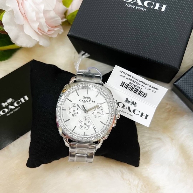 ภาพหน้าปกสินค้าพร้อมส่ง แท้  100% New Coach นาฬิกา สีเงิน Coach 14503129 Boyfriend Women's Watch 34 mm จากร้าน pinyada.d บน Shopee