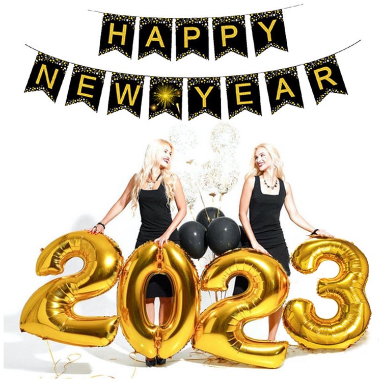 ป้ายแบนเนอร์-ลาย-happy-new-year-แต่งกลิตเตอร์-สีทอง-สีดํา-สําหรับตกแต่งบ้าน-2023-2022