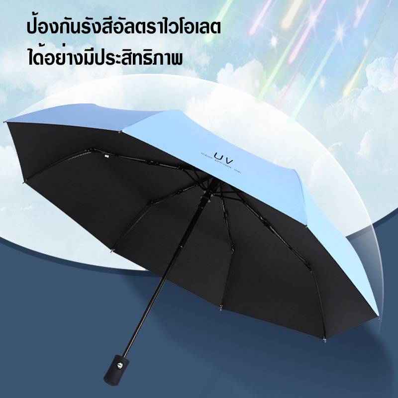 ร่มพับสามตอน-umbrella-ร่มพับกันยูวี-ร่มกันแดด-ฝน-แข็งแรง-คุณภาพดี-ราคาถูก