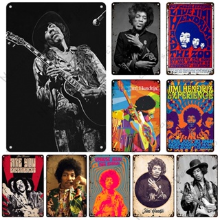 โปสเตอร์โลหะดีบุก ลายนักกีตาร์ Jimi Hendrix สไตล์คลาสสิก สําหรับตกแต่งผนังบาร์ คาเฟ่