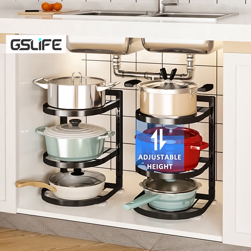 gslife-ชั้นวางหม้อและกระทะ-สแตนเลส-3-4-5ชั้น-ติดผนังกับตั้งพื้น-ครื่องจัดเก็บเครื่องครัว-ชั้นวางของในห้องครัว