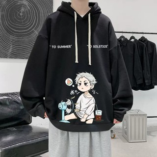 Fashionsun (🔥พร้อมส่ง🔥) เสื้อฮู้ด🏆เสื้อกันหนาวแขนยาวลําลอง มีฮู้ด พิมพ์ลายการ์ตูนเด็กผู้ชาย และผู้หญิง ทรงหลวม สีดํา สไตล์ฮิปฮอป แฟชั่นอเมริกัน สําหรับผู้ชาย และผู้หญิง