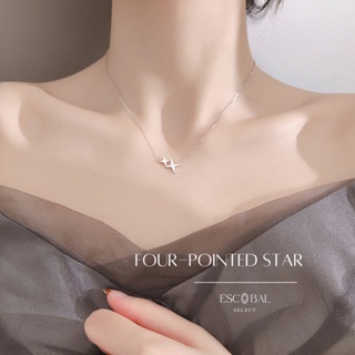 ESCOBAL✨พร้อมส่ง สร้อยคอเงินแท้ Four-pointed star สไตล์หรูไฮโซ สร้อยเงินแท้ สร้อยคอเพชร สร้อยคอแฟชั่น สร้อยเพชรออกงาน