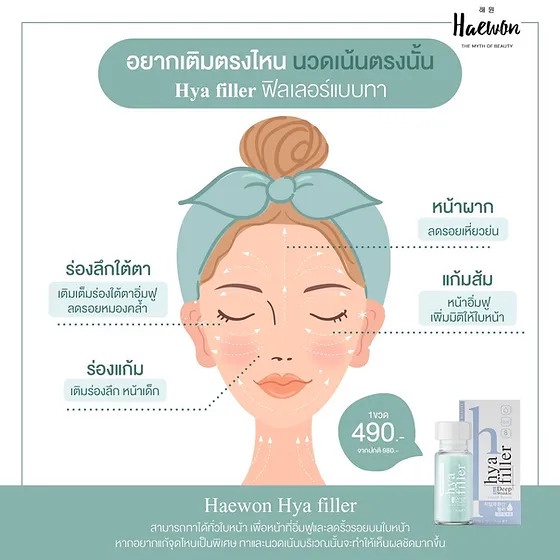 haewon-hya-filler-ไฮยา-ฟิลเลอร์แบบทา-จากคลีนิก-ลดเลือนริ้วรอย-ร่องแก้ม-ร่องหน้าผาก-ตีนกา-เหี่ยวย่น-ใต้ตาคล้ำ-ฟิลเลอร์-1