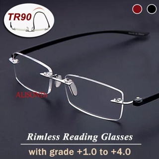 ALISOND1 Men Women Presbyopia Eyeglasses Travel Rimless Hyperopia Eyewear Anti Blue Light Reading Glasses Vision Care Elastic Spectacle Frame Outdoor Read Magnification Anti Radiation Anti-fatigue Computer Eyeglasses/Multicolor