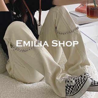 EMILIA SHOP กางเกงขายาวกางเกงเอวสูงกางเกงขายาวผู้หญิงสไตล์เกาหลี 2022 ใหม่ รุ่นใหม่ สไตล์เกาหลี ทันสมัย สบาย ES220374 36Z230909