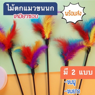 พร้อมส่ง🐤ไม้ตกแมวขนนกราคาถูกมีทั้งแบบขนฟูและแบบขนยาวน้องแมวชอบมาก